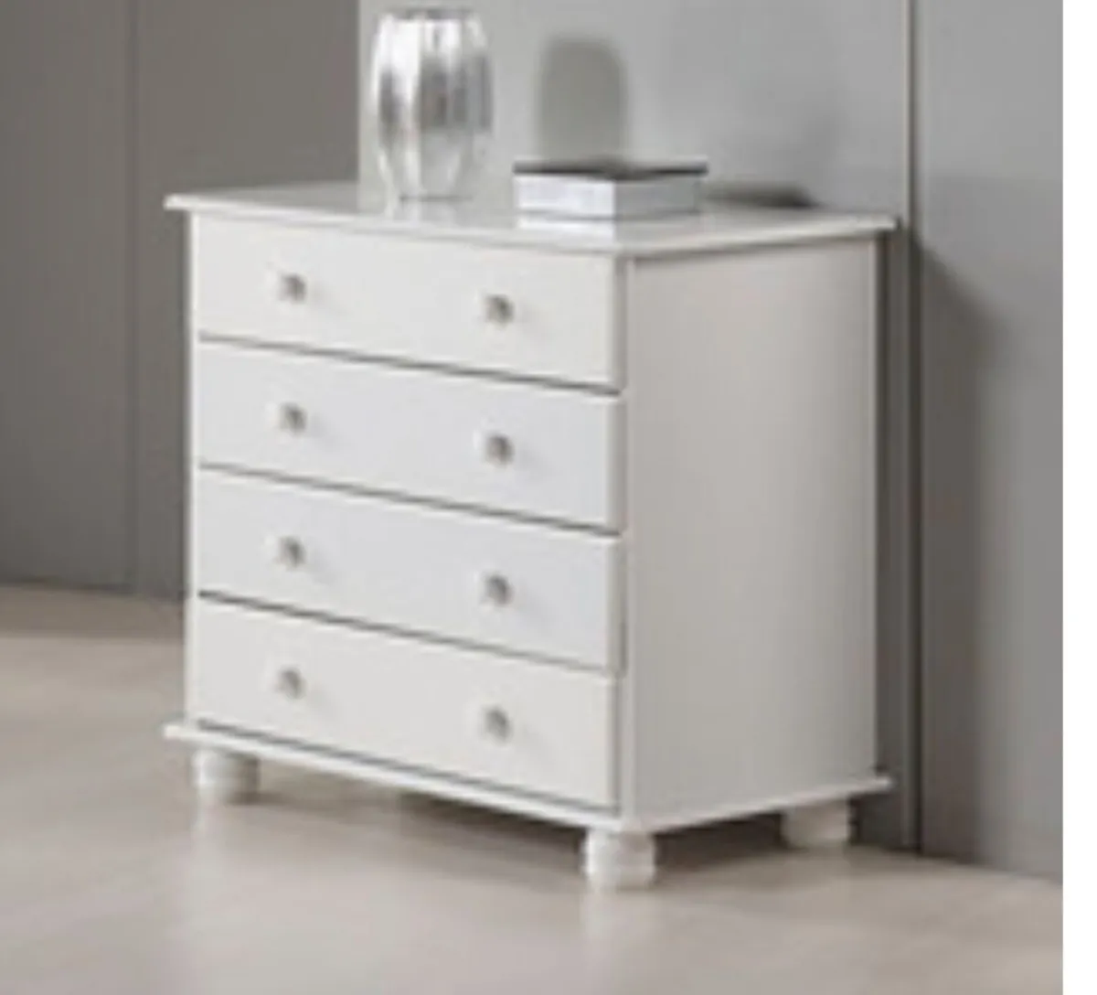 White 4 Dr chest of drawers flat pack - Image 2
