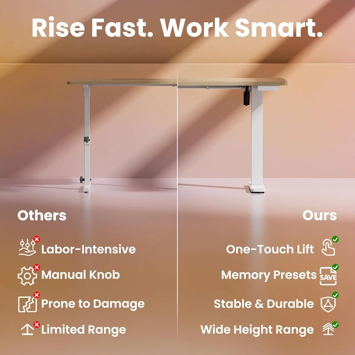 80 x 48 cm Standing Desk with 4 Memory Height - Image 4