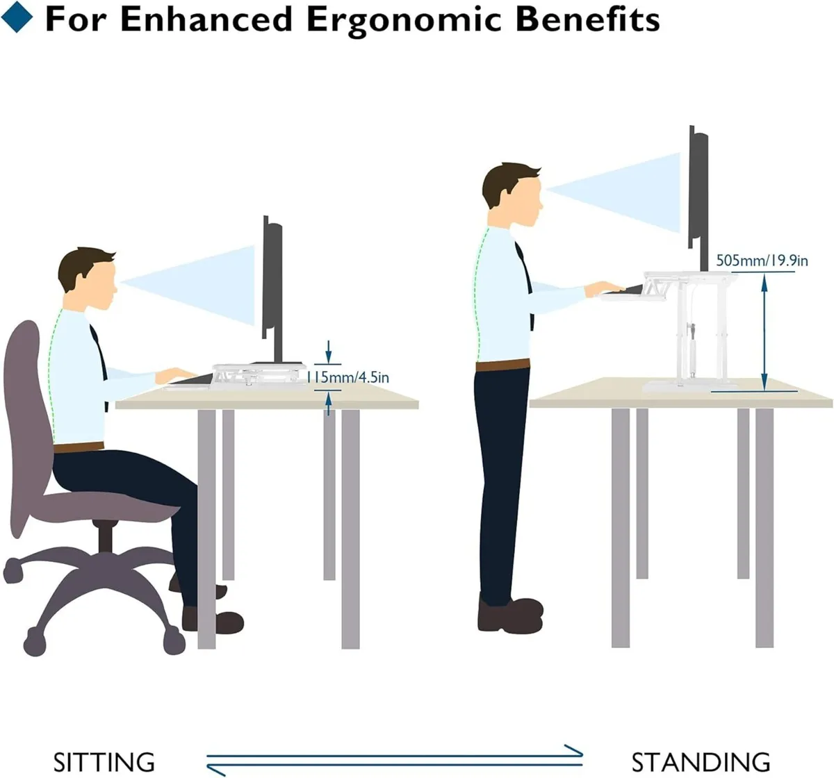 Standing Desk Converter 32in/80cm Height-Adjustabl - Image 4