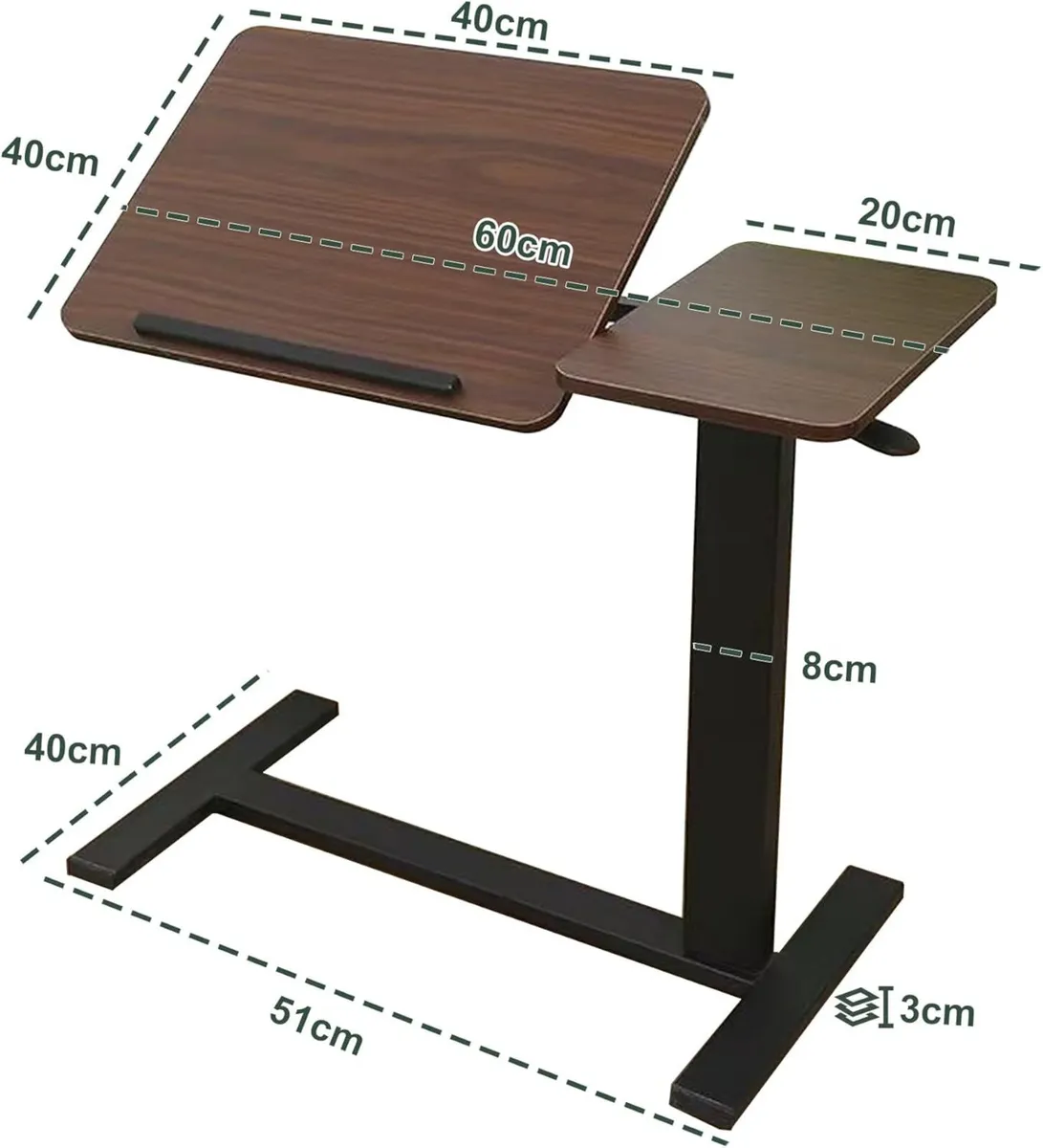 C Shaped Side Table Adjustable Height with Hidden - Image 3
