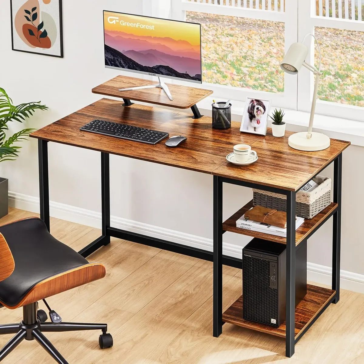 Computer Desk with Monitor Stand 100cm Office - Image 2