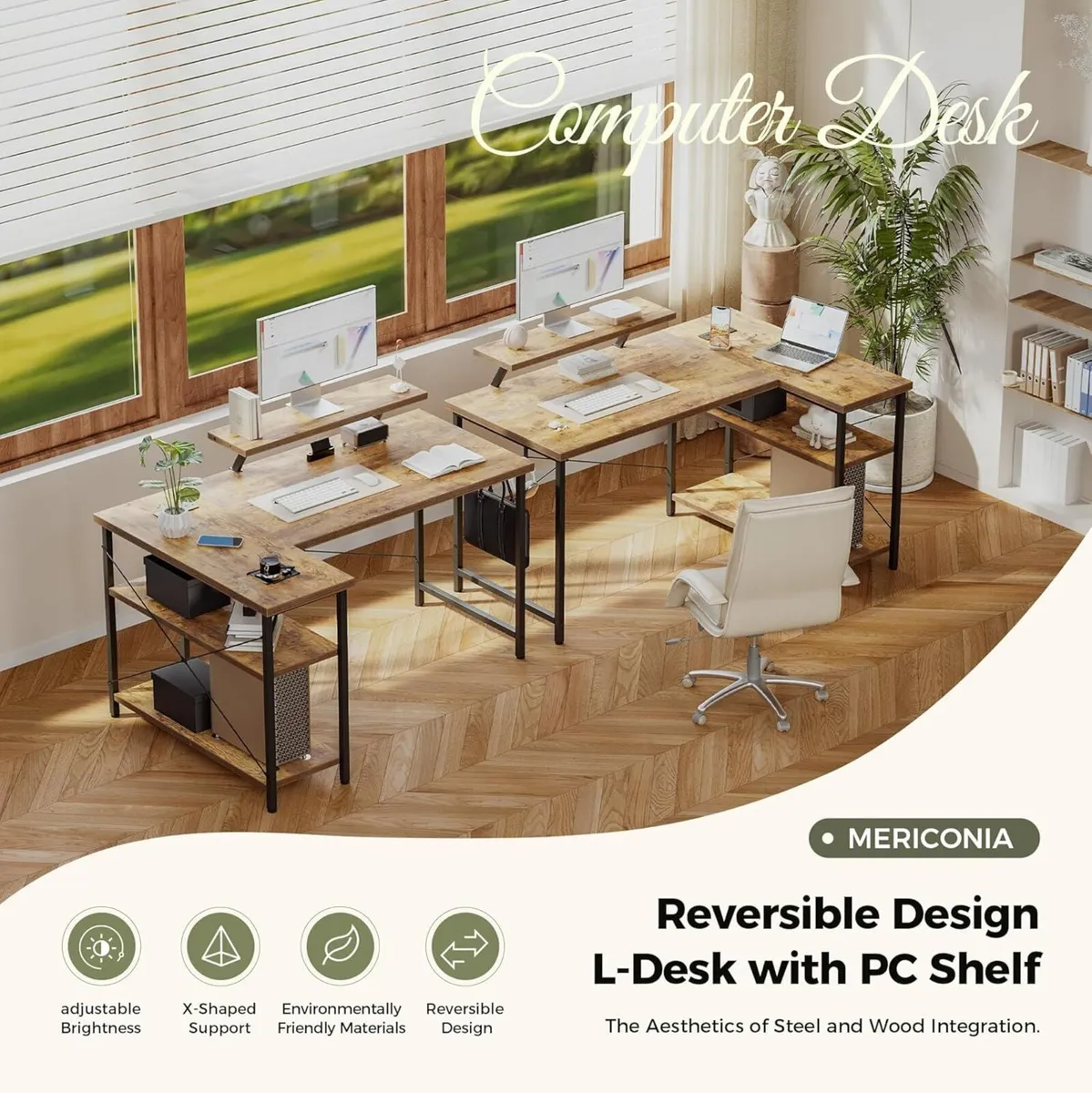 Small L-Shaped Desk with LED 140x70cm Computer - Image 3