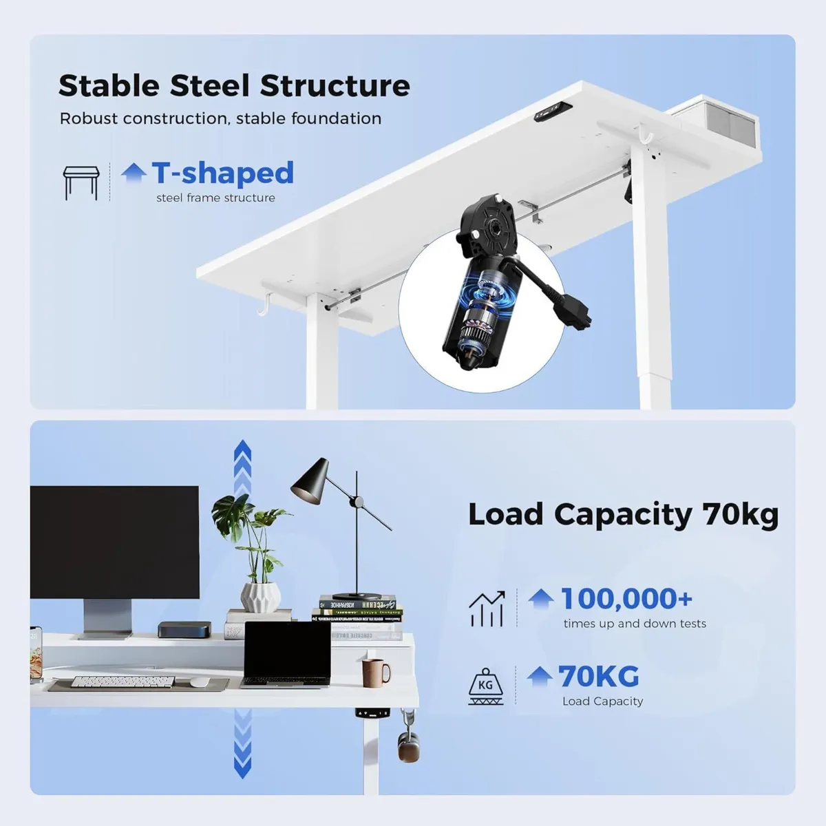 Adjustable Height Desk with 2 Drawers 140 x 60 cm - Image 4