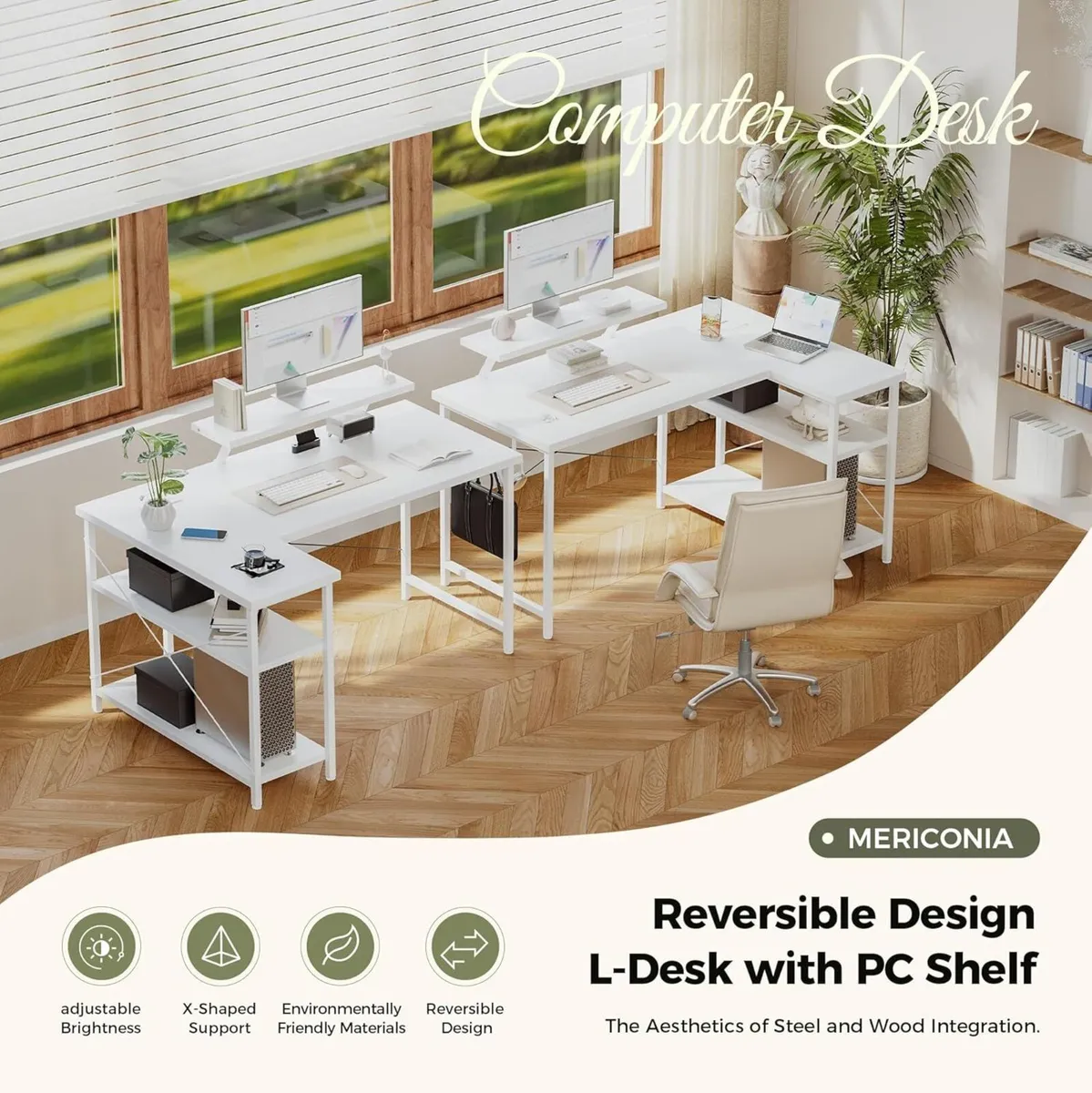 Small L-Shaped Desk with LED 140x70cm Computer - Image 3