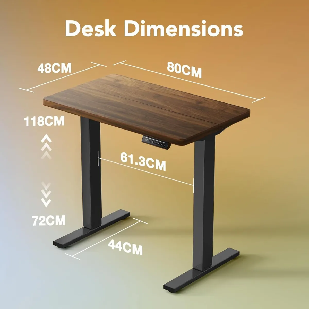 80 x 48 cm Standing Desk with 4 Memory Height - Image 2