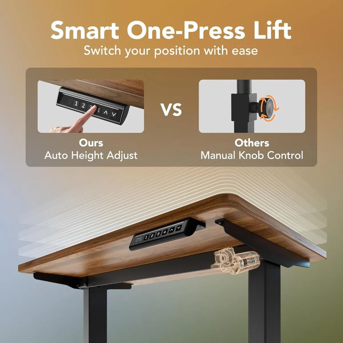 80 x 48 cm Standing Desk with 4 Memory Height - Image 3