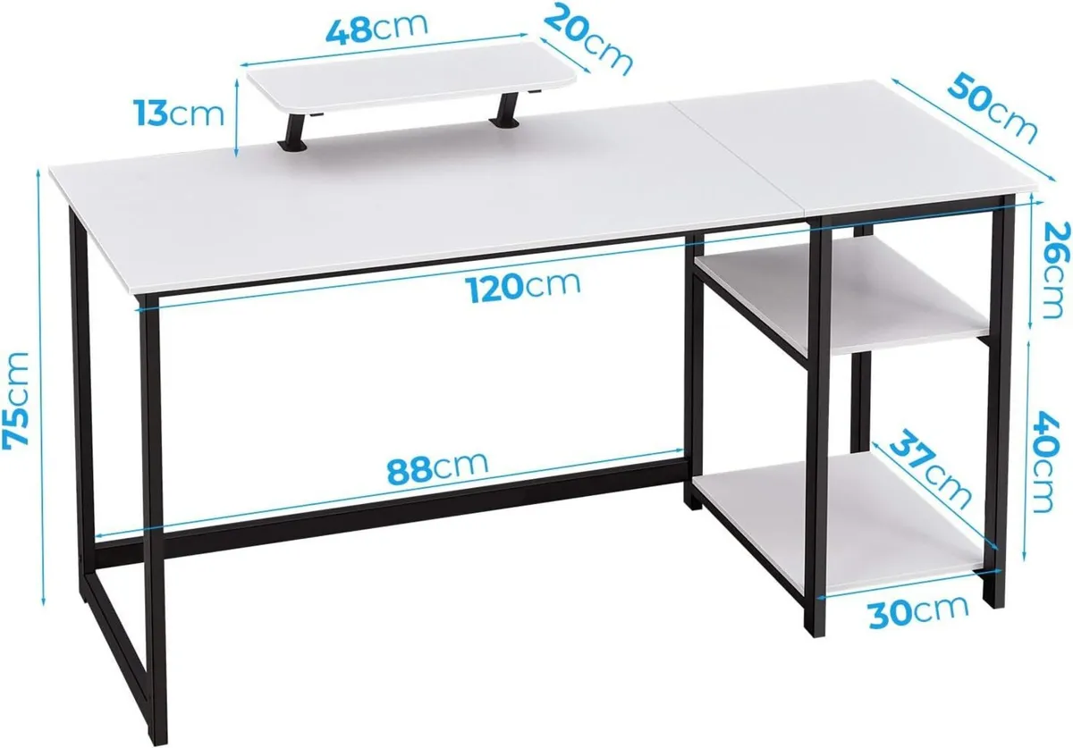 Computer Desk with Monitor Stand 120cm Office - Image 3