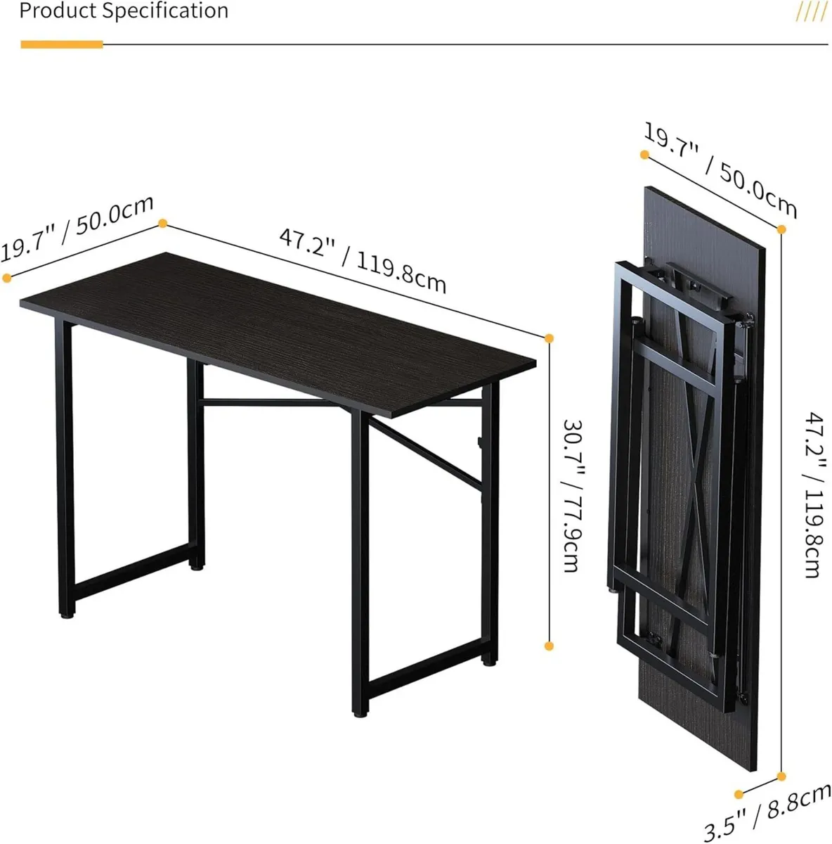 Folding Computer Desk 120 cm Writing Gaming - Image 3