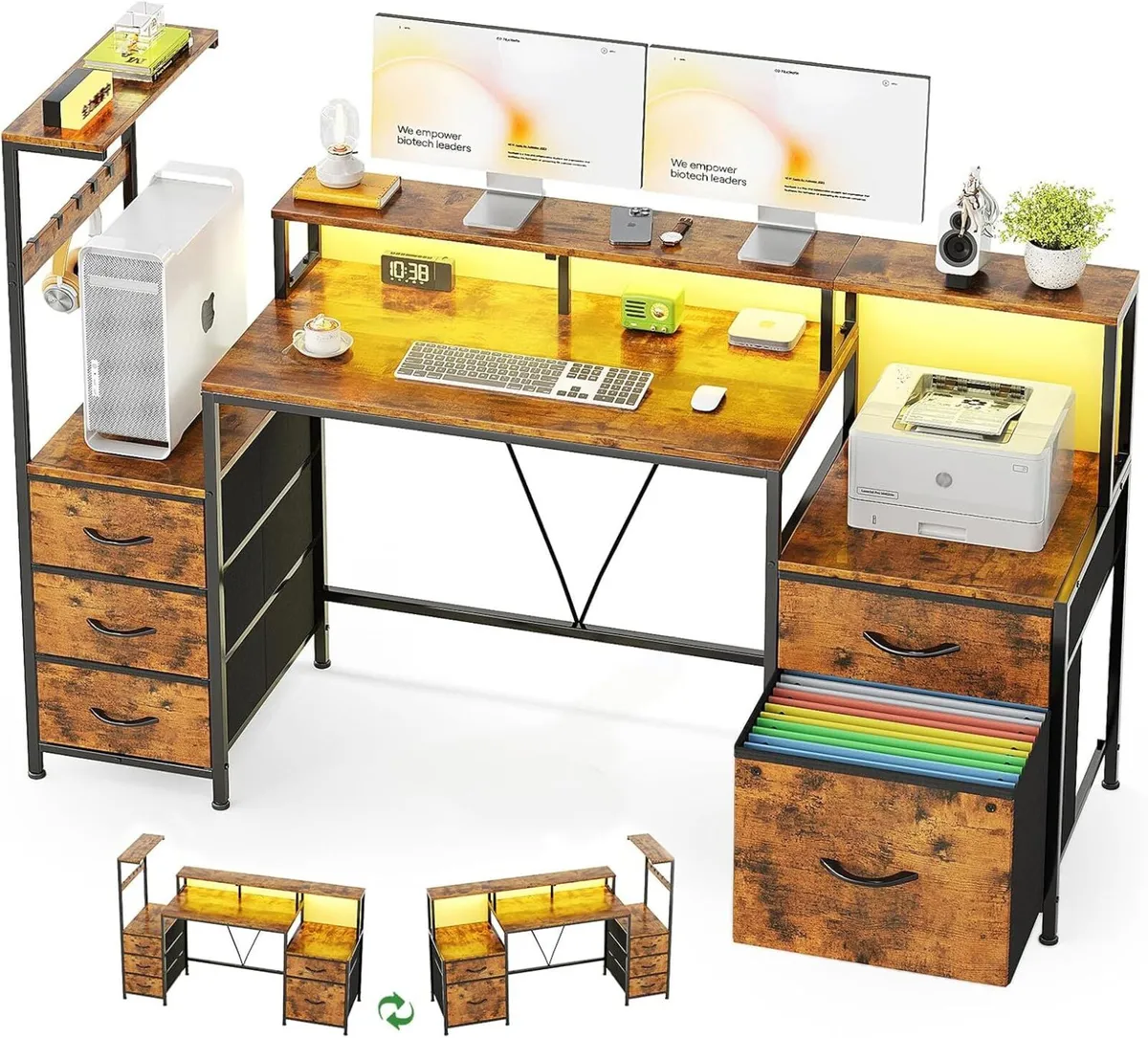 160cm Computer Desk with Printer Stand and - Image 1