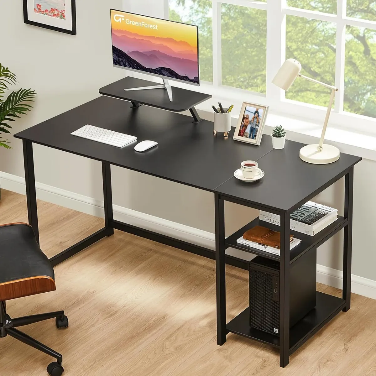 Computer Desk with Monitor Stand 140cm Office - Image 2
