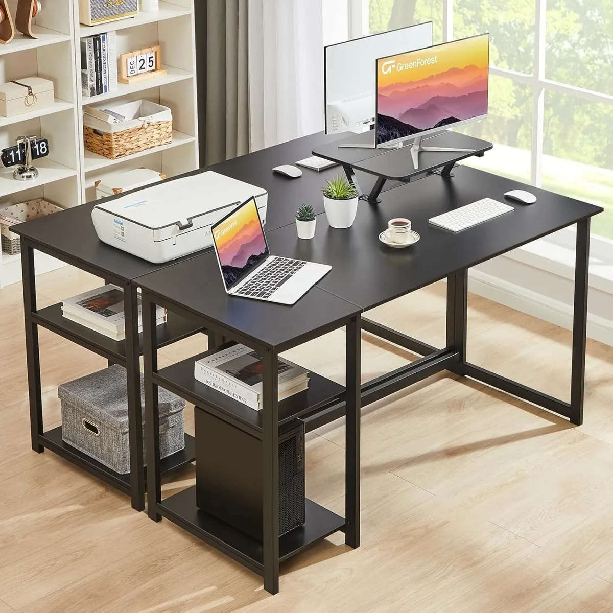 Computer Desk with Monitor Stand 140cm Office - Image 4