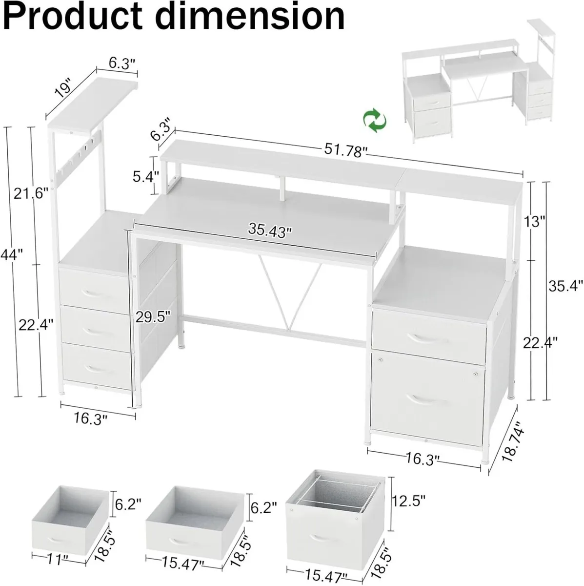 160cm Computer Desk with Printer Stand and - Image 3