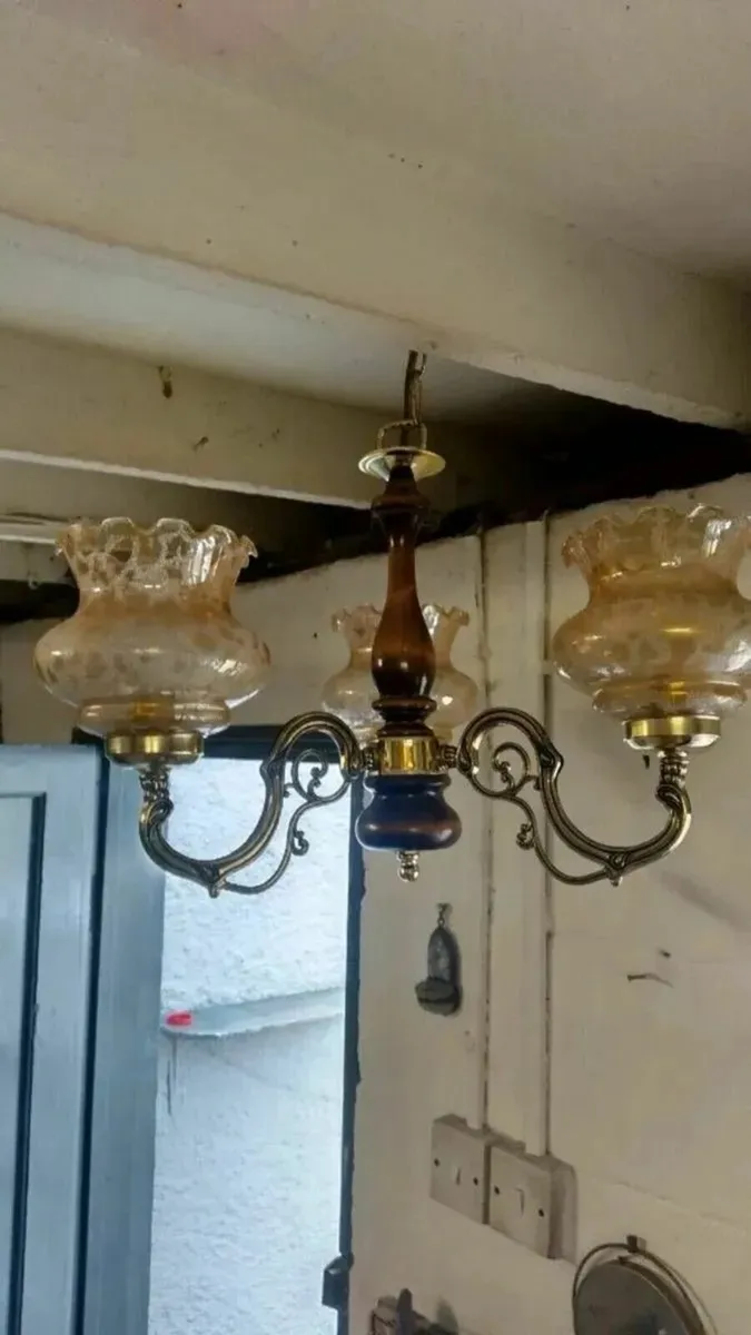 Vintage 3 arm ceiling light - Image 2