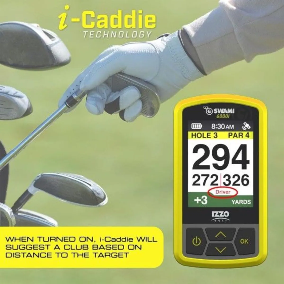 Izzo Swami 6000i Golf GPS - Yellow - Image 4