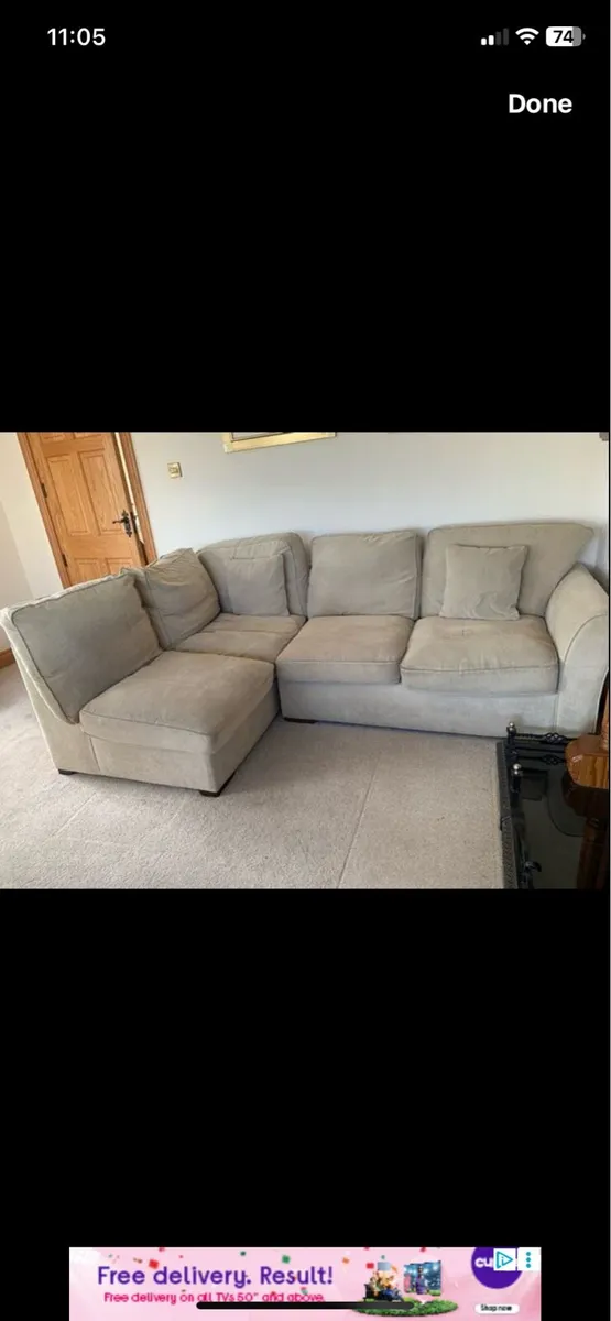 L Shaped Couch and matching Footstool - Image 2