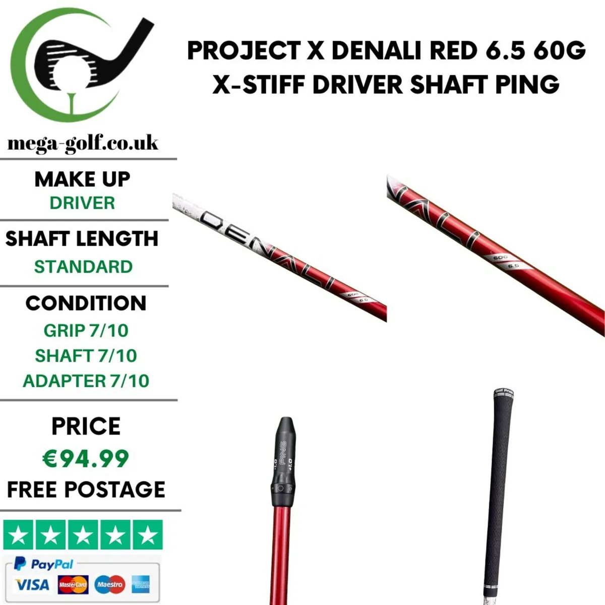 Project X Denali Red 6.5 60G X-Stiff Driver Shaft - Image 1