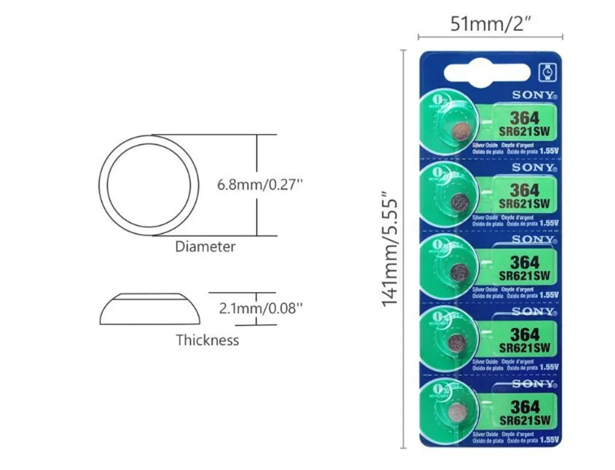 Sony SR621SW AG1 364 LR621 Button Cell Batteries 5 - Image 3