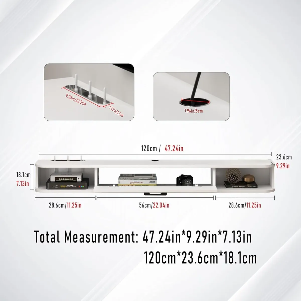 Floating TV Unit Wall Mounted Cabinet Shelves - Image 2