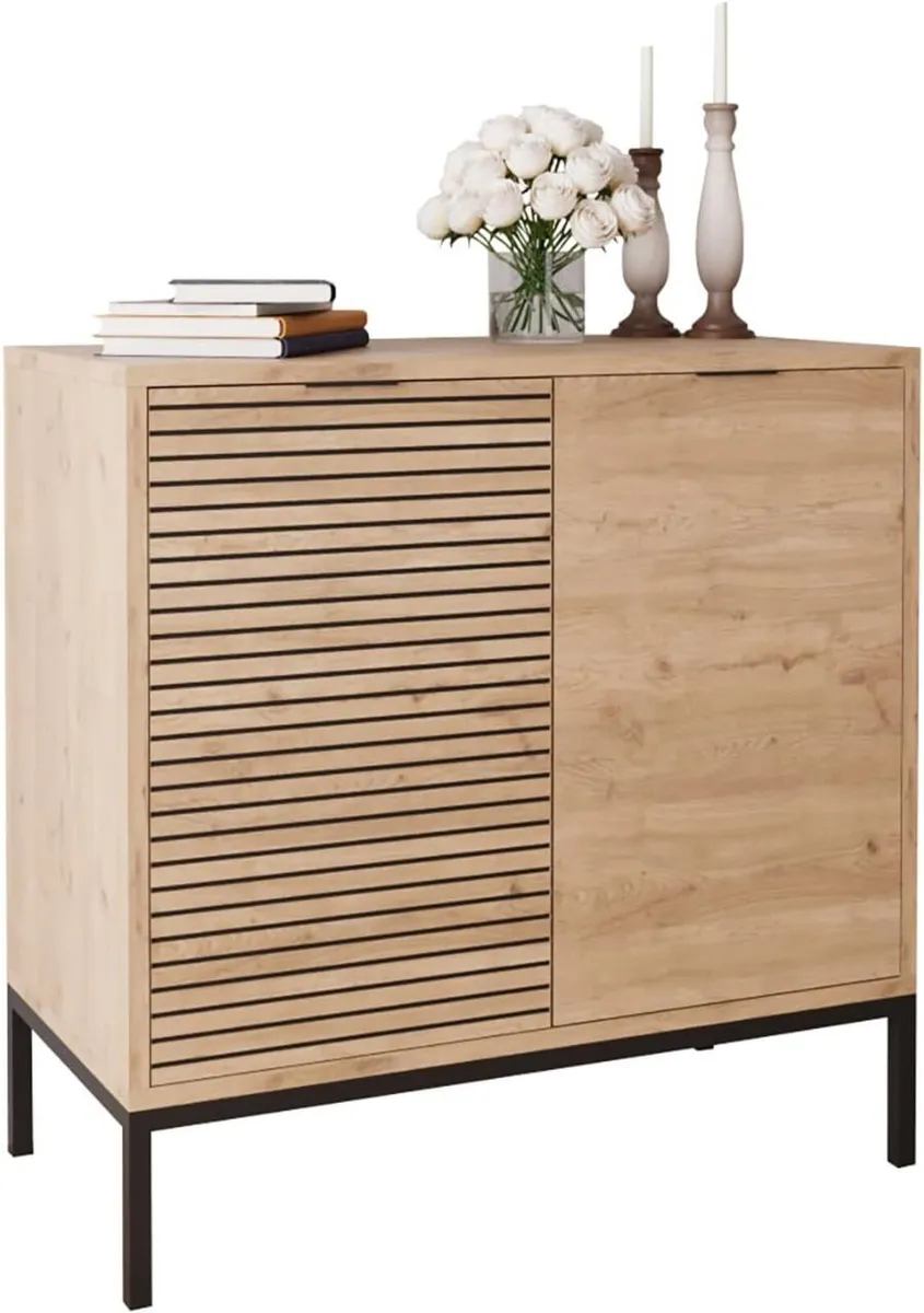 Alya 80 cm Narrow Sideboard Cabinet - Modern - Image 1