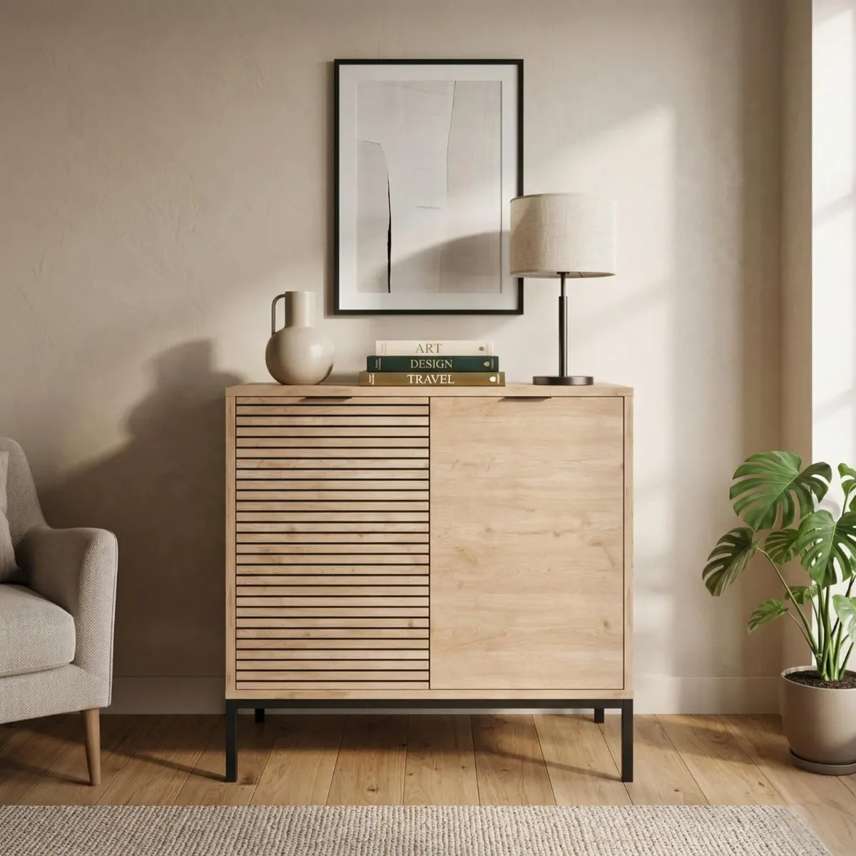 Alya 80 cm Narrow Sideboard Cabinet - Modern - Image 2