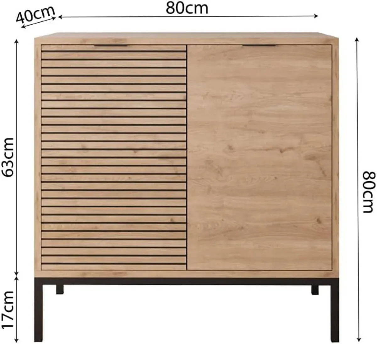 Alya 80 cm Narrow Sideboard Cabinet - Modern - Image 3