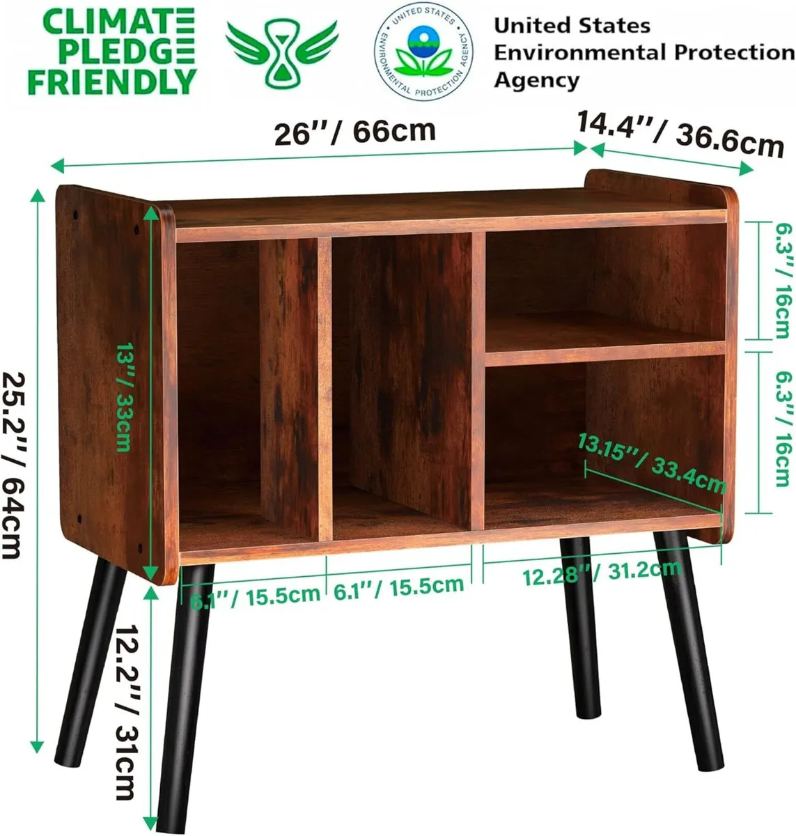 Record Player Table Mid-Century Stand with Vinyl - Image 2