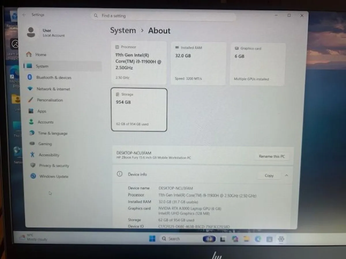 HP ZBook Fury G8 i9-CPU 32GB SSD 6GB Nvidia Graphi - Image 3