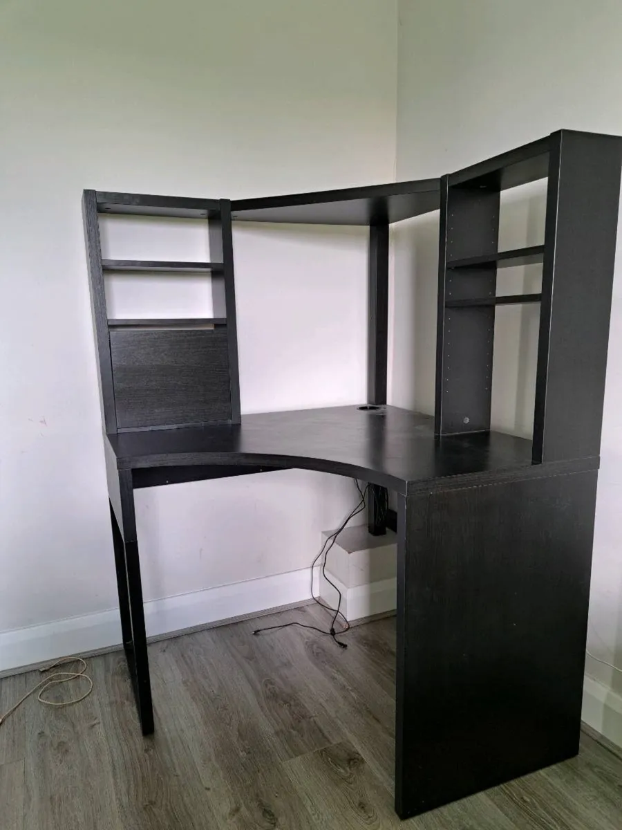 Ikea computer table , Corner workstation, black-br - Image 1