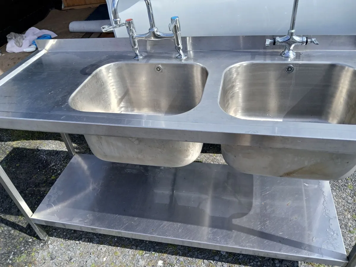 Staneless steel cabbinet double sink unit complete - Image 4