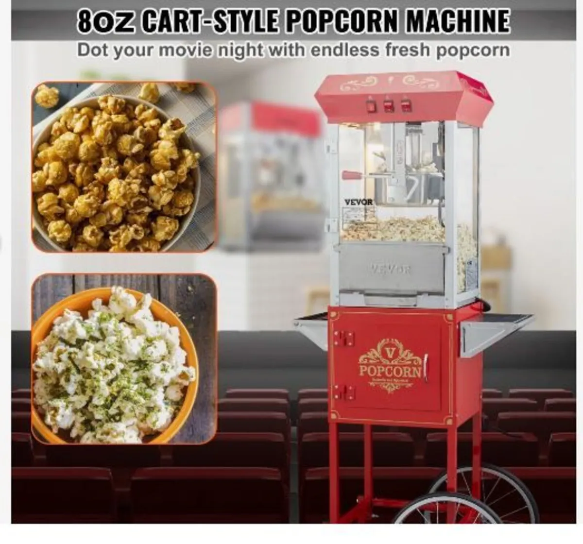 Popcorn Maker with Cart, 850W - Image 2