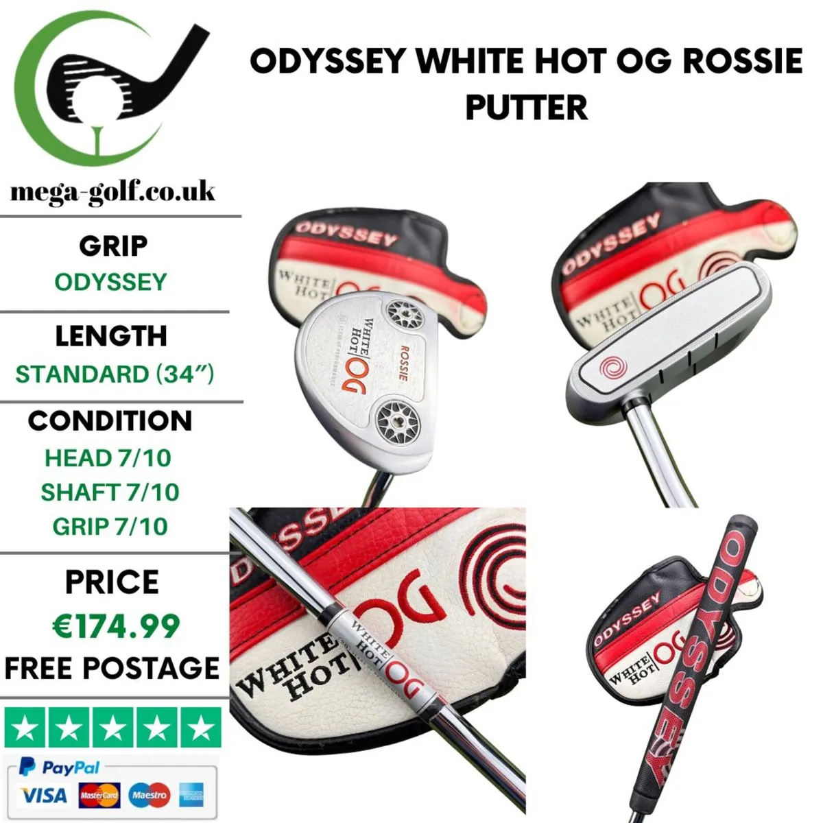 Odyssey White Hot Og Rossie Putter / 34" - Image 1