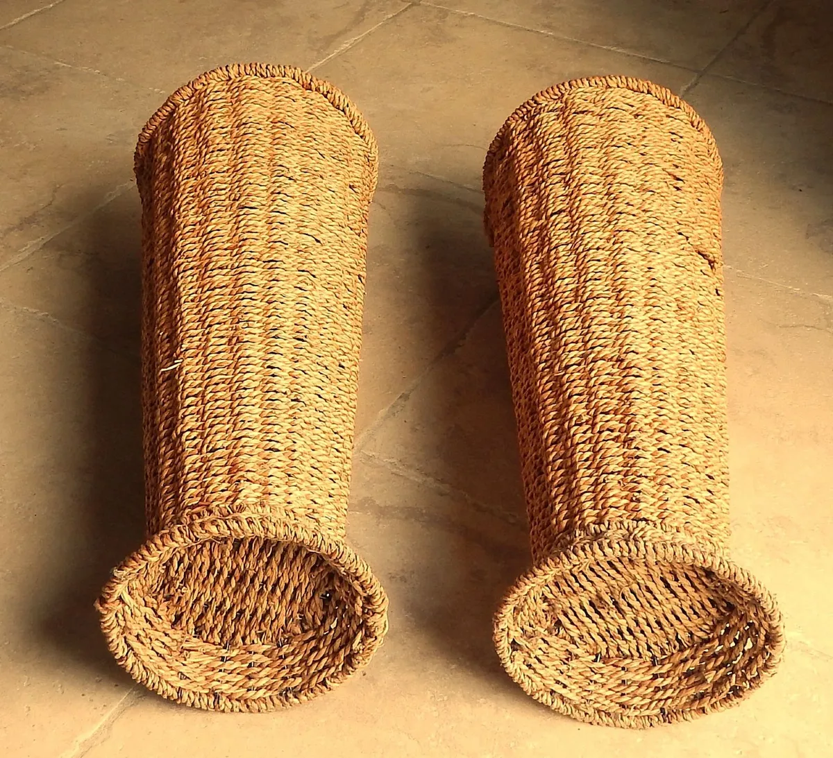 Pair of Large Hand Woven Rattan Vases - Image 2