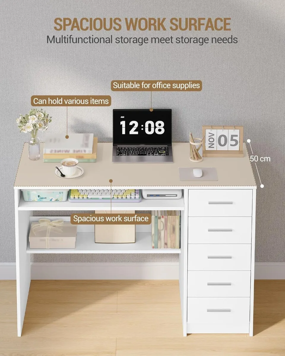 5-Drawer Computer Desk - Image 4