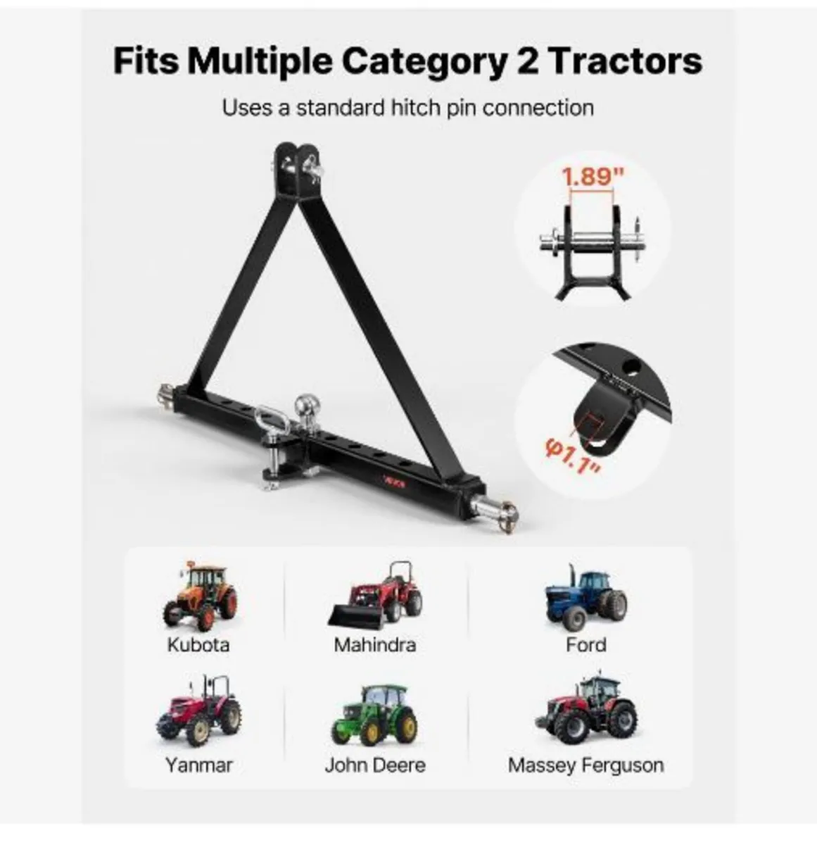3 Point Trailer Hitch with Trailer Ball - Image 2
