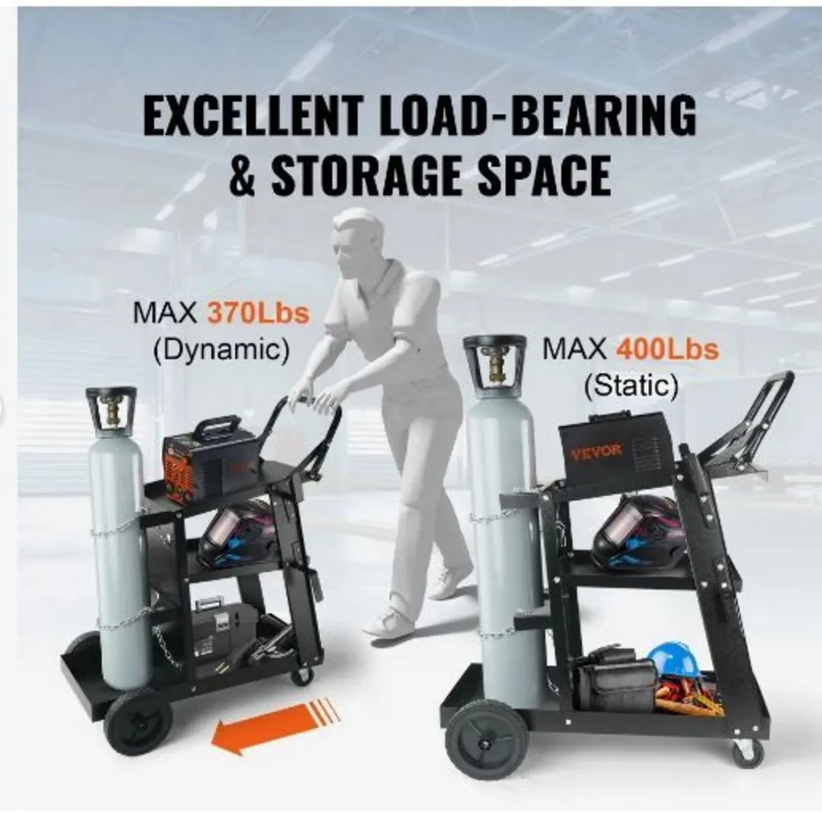 Welding Cart, 3-Tier Heavy Duty Welder Cart - Image 4
