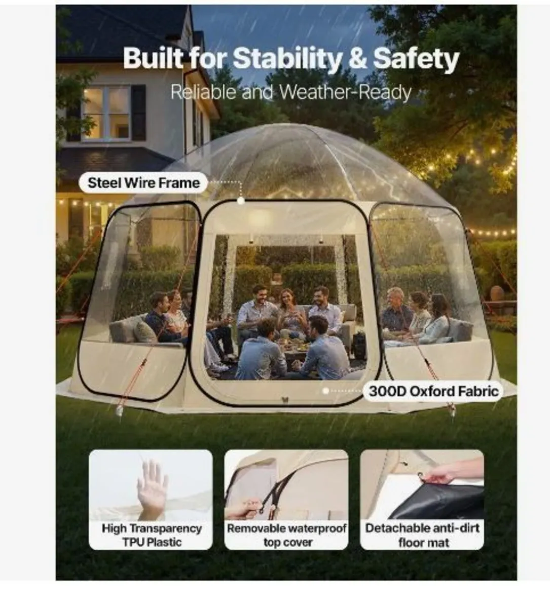 Pop up Bubble Tent, 4.58 x 4.32 m Waterproof - Image 1