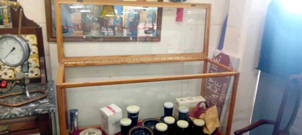 Vintage Oak Framed Glass Display Cabinet - Image 1