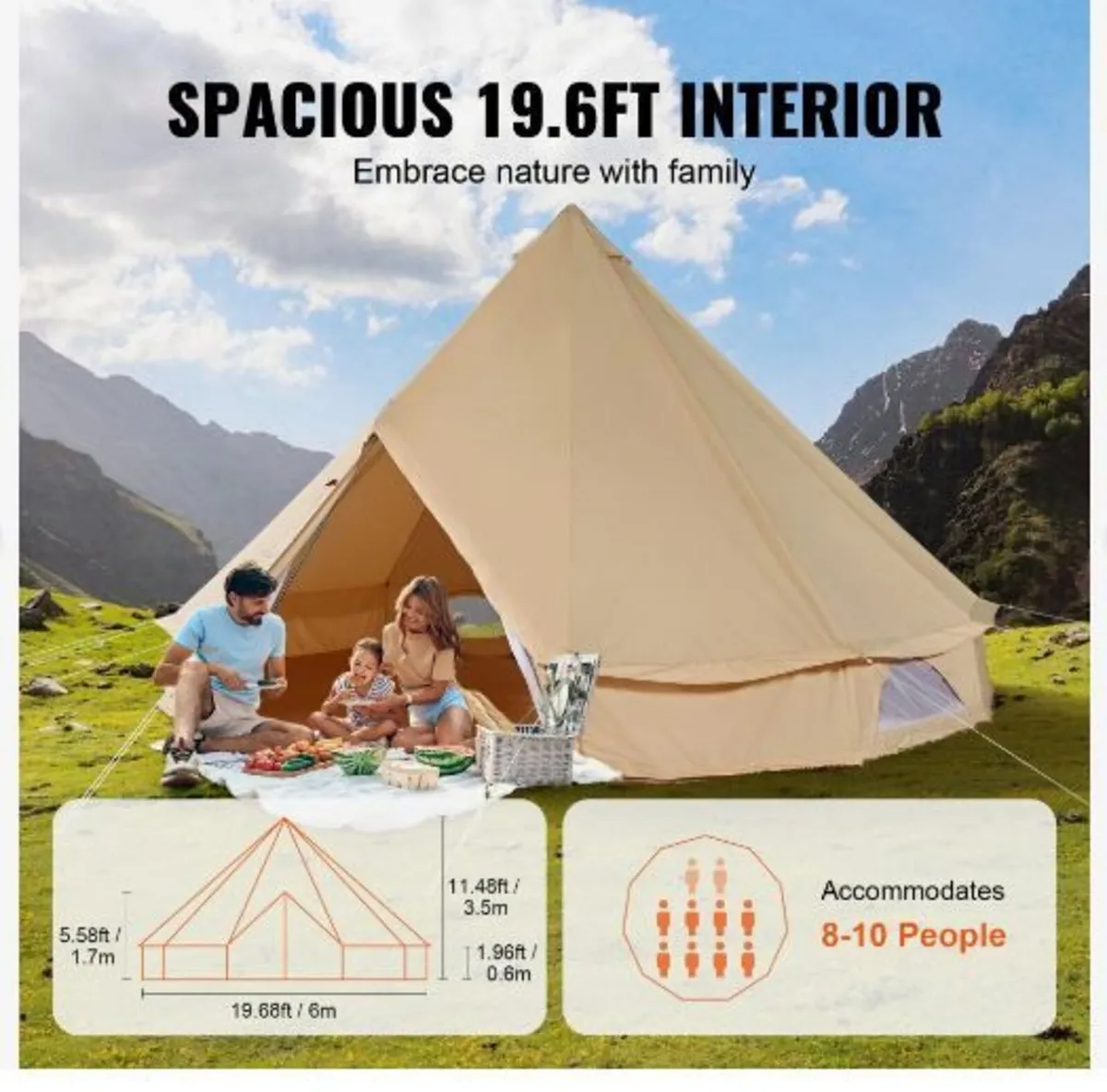 Canvas Bell Tent, 4 Seasons 6 m/19.68 ft Yurt - Image 3