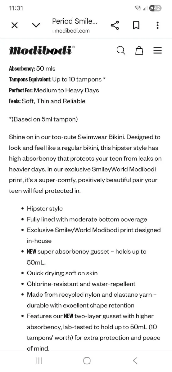 Bikini swim period age 16-18 teenager Modibody - Image 2