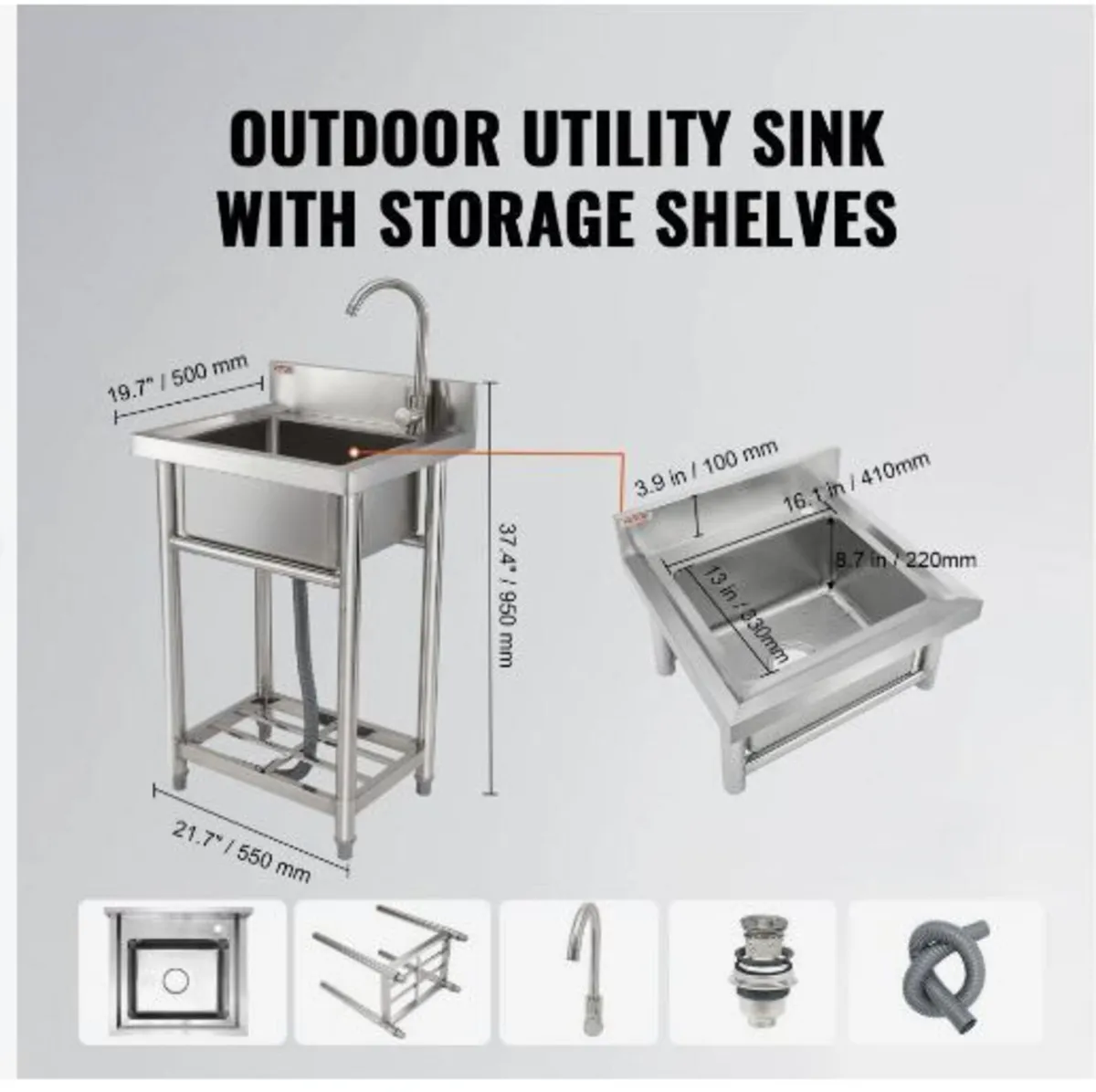 Stainless Steel Utility Sink - Image 1