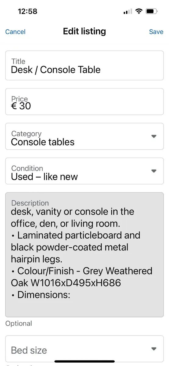 Grey Console / Desk - Image 2