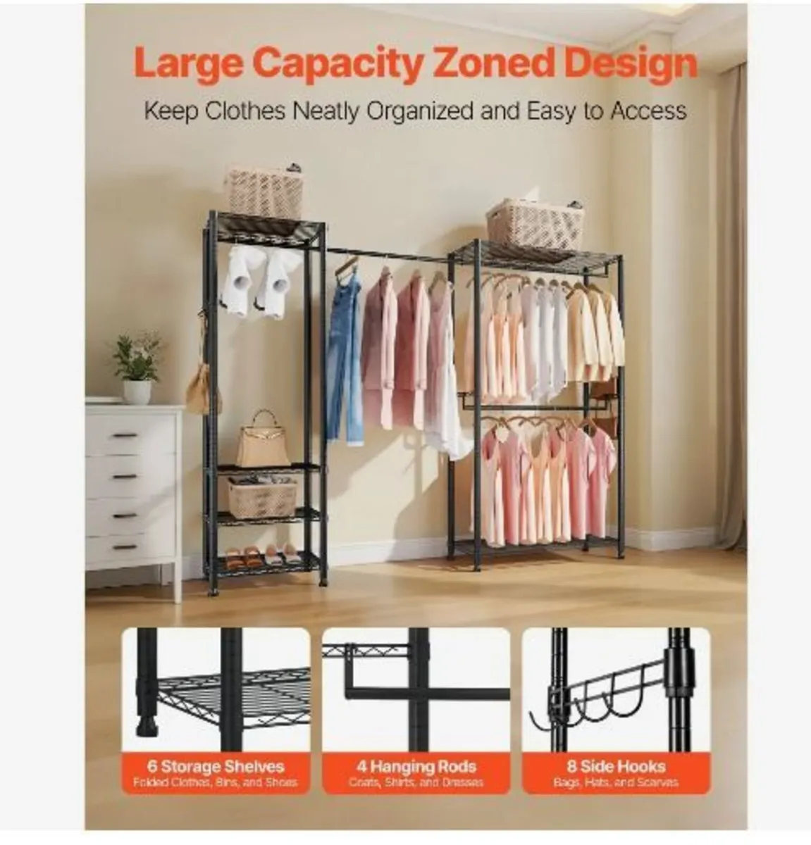 Clothing Garment Rack, Heavy Duty Clothes - Image 3