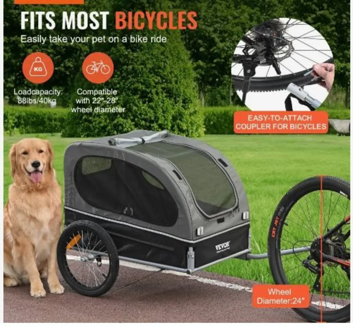 Dog Bike Trailer, Supports up to 88 lbs - Image 2