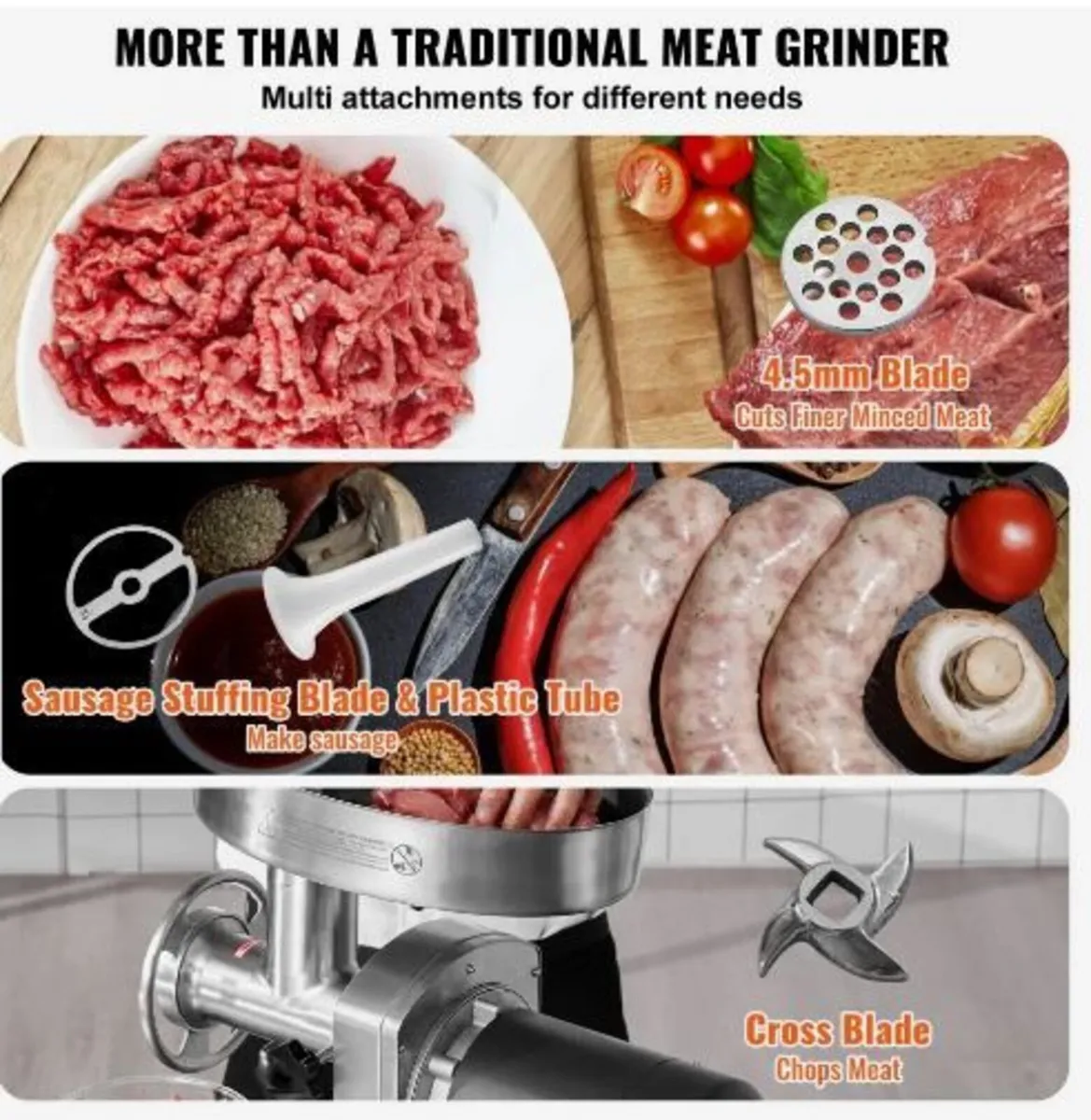 Meat Grinder, 6 Lbs/Min Capacity - Image 4