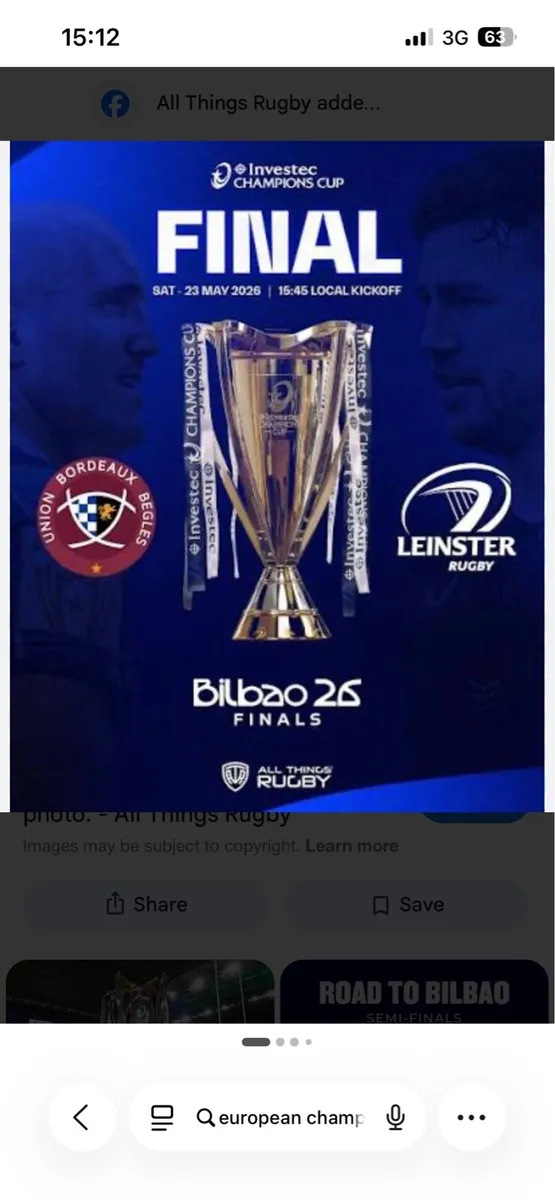 European Champions Cup Final ticket. - Image 2