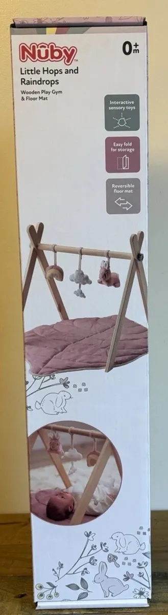Nuby Little Hops and Raindrops Wooden Play Gym - Image 4