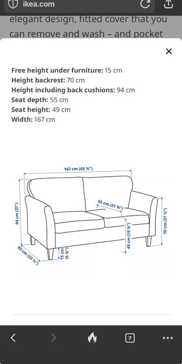 Two Seater Like new Ekholma Sofa - Image 2