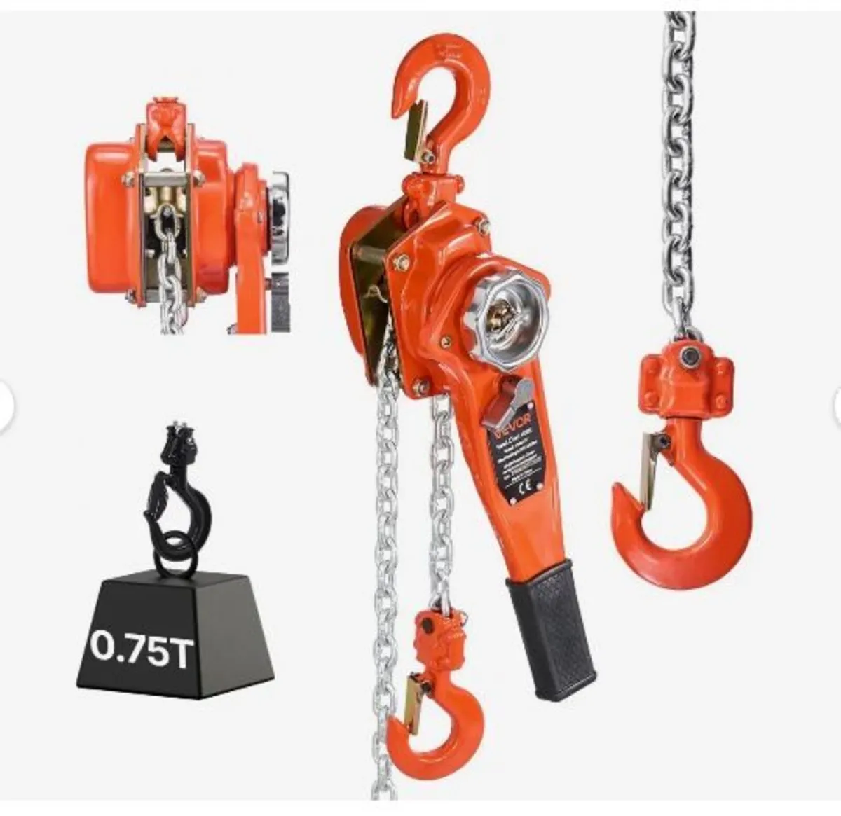 Manual Lever Chain Hoist, 3/4T 750KG Capacity - Image 3