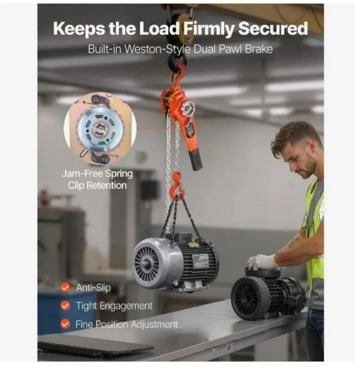 Manual Lever Chain Hoist, 3/4T 750KG Capacity - Image 4