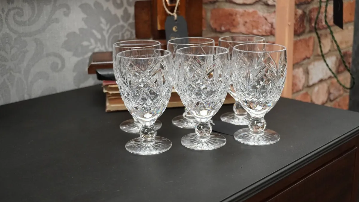 Tyrone Crystal Heavy Wine Glasses - Set of 6 - Image 1
